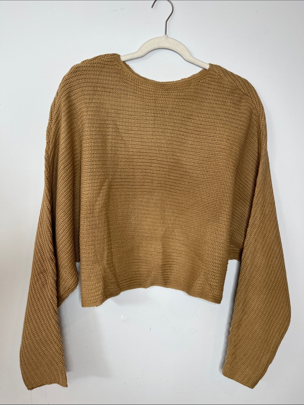 Asymmetrical Comfy Cropped Oversized Autumn Knit Long Sleeve Sweater S